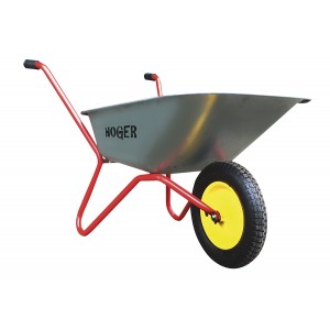 Тачка садовая HOGER грузоподъемность 100 кг, объем 80л, одноколёсная, пневматическое колесо D 360мм / 1531080