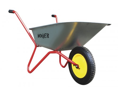 Тачка садовая HOGER грузоподъемность 100 кг, объем 80л, одноколёсная, пневматическое колесо D 360мм / 1531080