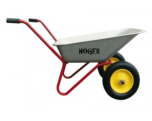 Тачка садовая HOGER грузоподъемность 110 кг, объем 80л, двухколёсная, пневматическое колесо D 360мм / 1531180