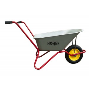 Тачка садово-строительная HOGER грузоподъемность 120 кг, объем 90л, одноколёсная, пневматическое колесо D 360мм / 1531290