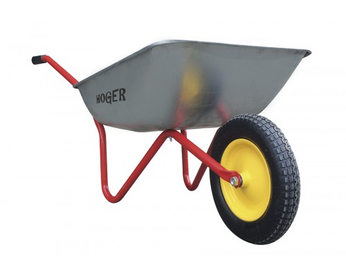 Тачка садовая HOGER грузоподъемность 80 кг, объем 65л, одноколёсная, пневматическое колесо D 350мм / 1538065