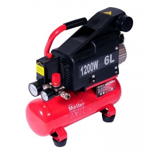 Компрессор воздушный коаксиальный Moller AC163/006 220в., 1250Вт, 2850об/мин. 163 л/мин., бак 6 л. 8 бар