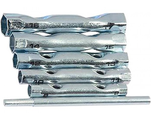 Набор ключей-трубок SPARTA торцевых, 8 х 17 мм, вороток, оцинкованные, 6 шт. / 137405