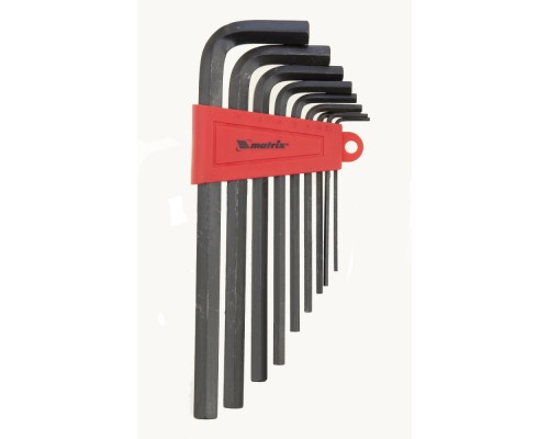 Ключи имбусовые MATRIX, HEX, 2,0–12 мм, CrV,9 шт., оксидированные, удлиненные / 11227