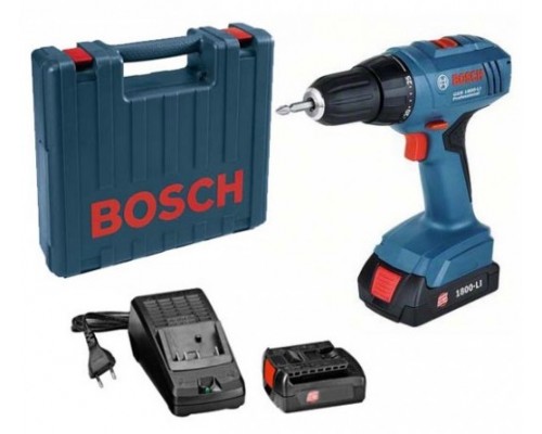 Дрель-шуруповерт аккумуляторная BOSCH GSR 1800-LI, Li-lon 18 В, 2 х 1.5Ач, БЗП / 06019A8307
