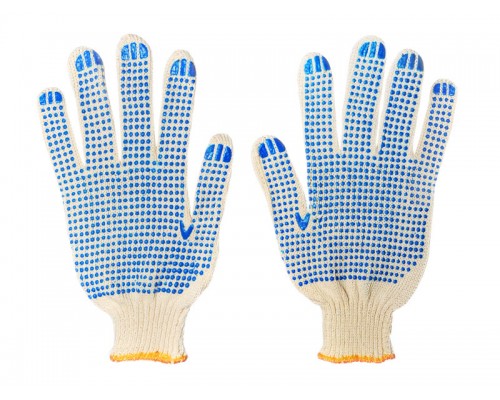Перчатки рабочие трикотажные из х/б пряжи с вкраплениями из пластмассы (ПВХ) 520