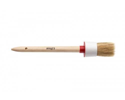 Кисть круглая HOGERСтандарт №2 (20мм), натуральная щетина, деревянная ручка / 1010020
