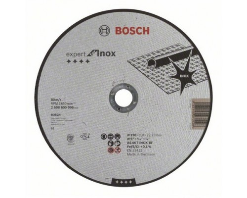 Круг отрезной по нерж. металлу BOSCH EXPERT FOR INOX 230x2,0x22мм / 2608600096