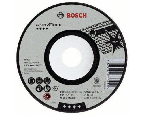 Круг зачистной BOSCH по нерж. металлу EXPERT FOR INOX 230x6,0x22мм / 2608600541