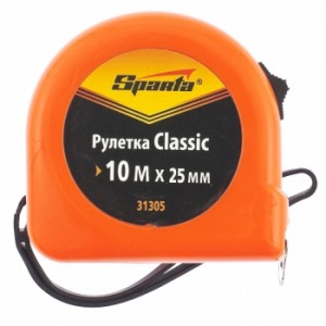 Рулетка SPARTA 10м x 25мм, пластиковый корпус, ручная фиксация, Classic/ 31305 (6/72)