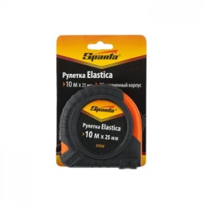 Рулетка SPARTA 10м х 25мм, обрезиненный корпус, ручная фиксация, Elastica/ 31314 (1/72)