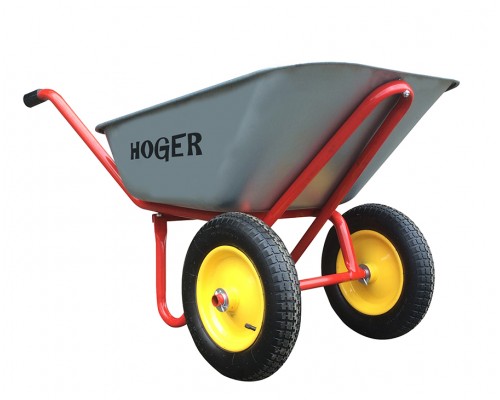 Тачка строительная HOGER грузоподъемность 240 кг, объем 110л, двухколёсная, пневматическое колесо D 360мм / 1532411