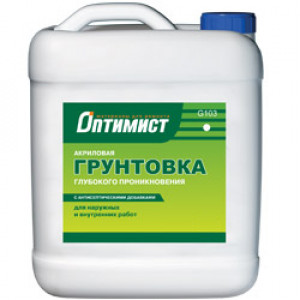 Грунтовка для наружных и внутренних работ /зеленая этикетка/ 10 л. 'ОПТИМИСТ G103' глубокого проникновения (60 шт./пал.)