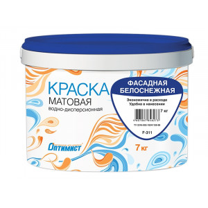 Краска фасадная 'ОПТИМИСТ F311' матовая, акриловая, белоснежная, 45 кг
