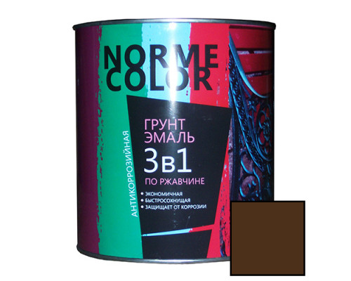 Грунт-эмаль 3 в 1 'NORME COLOR' коричневая 2,7л. (6шт/уп)