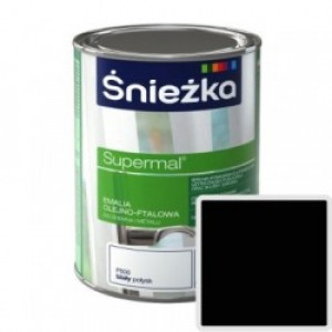 Эмаль черная 0,8 л. 'SUPERMAL' универсальная, масляно-фталевая (8 шт/уп.) 'Sniezka' /Польша/
