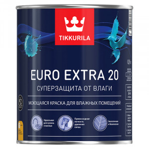 Краска водоэмульсионная EURO 20 EXTRA полуматовая (база А) 0,9л /Tikkurila/