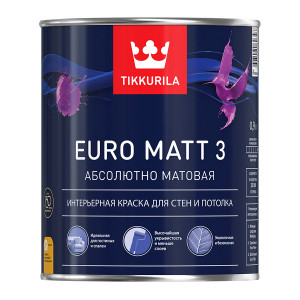 Краска водоэмульсионная EURO 3 MATT глубокоматовая (База А) 0,9л /Tikkurila/