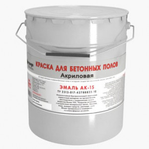 Эмаль для бетонных полов 'АК-15' серая, износостойкая, акриловая 15 кг. (33шт/пал.) /Грида/