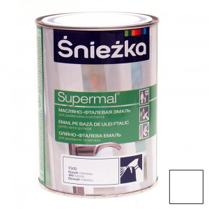 Эмаль белая 0,8 л. 'SUPERMAL' универсальная, масляно-фталевая, алкидная (8 шт/уп.) 'Sniezka'/Польша/