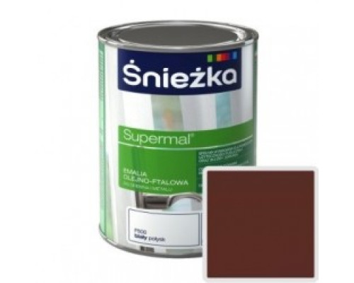 Эмаль коричневая0,8 л. 'SUPERMAL' универсальная, масляно-фталевая (8 шт/уп.) 'Sniezka' /Польша/