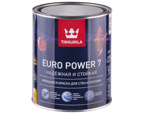 Краска водоэмульсионная EURO 7 POWERматовая (база А) 0,9л /Tikkurila/