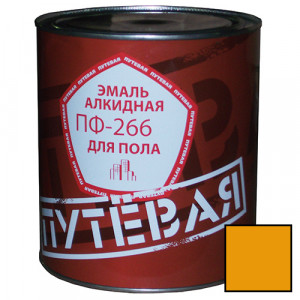 Эмаль для пола жёлто - коричневая 2,7 кг. ПФ-266 'ПУТЁВАЯ' (6 шт/уп)