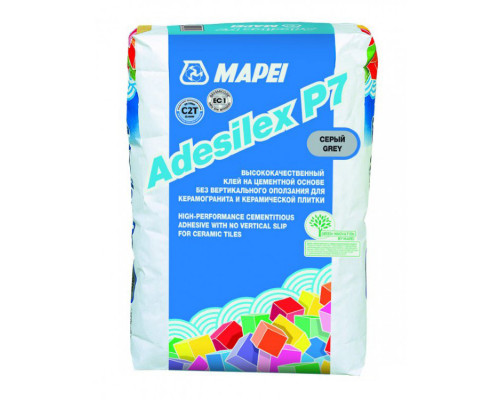 Mapei Adesilex P7 (серый) цементный клей для плитки (3-6 мм) 25 кг