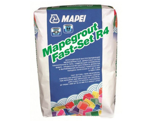 Mapei MAPEGROUT FAST-SET R4 RAPIDO (Мапеграут Фаст Сет р4 рапидо) раствор армированный фиброй для ремонта бетона (от 5 до 40 мм, не менее 45 МПа) 25 кг
