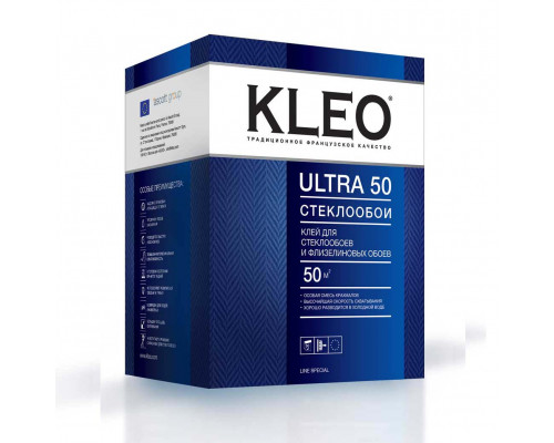 Клей для обоев KLEO ULTRA 50 стеклообоев и флизелиновых, 500гр.,коробка, 12 шт/уп. (50м2)