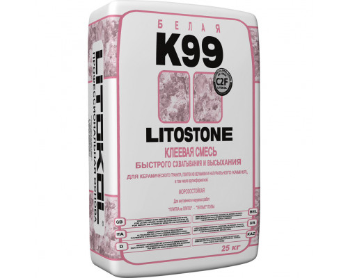 Клеевая смесь для природного камня и керамогранита LitoStone K 99 (Белый)25 кг.
