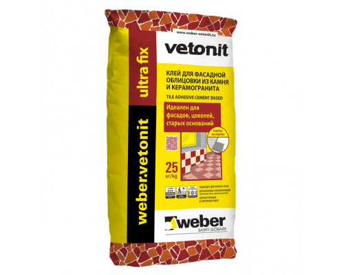 Клей для керамогранита, мрамора, гранита WEBER.VETONIT Ultra Fix(Серый), 25 кг 48 шт./под.)1001905