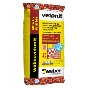 Клей для керамогранита, мрамора, гранита WEBER.VETONIT Ultra Fix Winter, 25 кг (48 шт./под.) 1001890