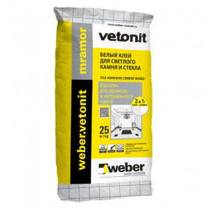 Клей усиленный для мрамора WEBER.VETONIT Mramor (Белый), 25 кг (48 шт./под.)