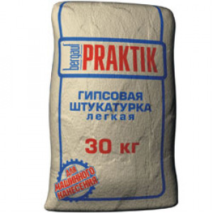 Штукатурка гипсовая лёгкая белая Praktik, (30 кг) 45/48 шт./под.