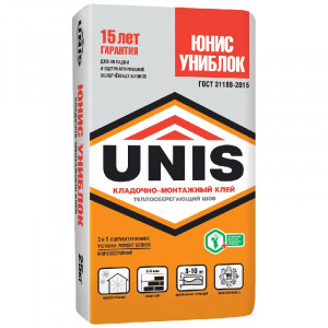 ЮНИС Униблок (Кладочно-монтажный клей), 25 кг (48шт/под)
