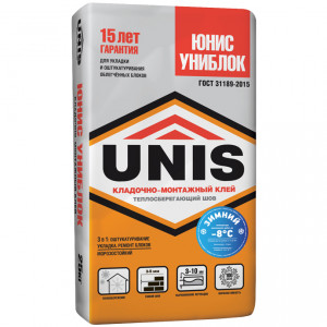 ЮНИС Униблок ЗИМНИЙ (Кладочно-монтажный клей), 25 кг (48шт/под)